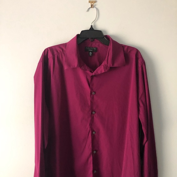 ALFANI SLIM FIT Button Up Shirt Berry Purple Mens X Large - Picture 4 of 6